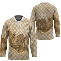 Makue Hawaii Cowboy Palaka Motifs Personalised Hockey Jersey Paniolo Festival Puakenikeni Lei LT14 - Polynesian Pride