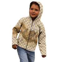 Makue Hawaii Cowboy Palaka Motifs Personalised Kid Hoodie Paniolo Festival Puakenikeni Lei LT14 - Polynesian Pride
