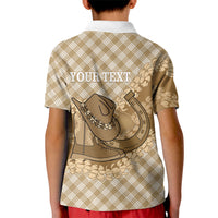 Makue Hawaii Cowboy Palaka Motifs Personalised Kid Polo Shirt Paniolo Festival Puakenikeni Lei LT14 - Polynesian Pride