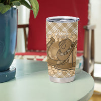 Makue Hawaii Cowboy Palaka Motifs Personalised Tumbler Cup Paniolo Festival Puakenikeni Lei LT14 - Polynesian Pride