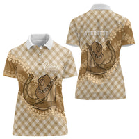 Makue Hawaii Cowboy Palaka Motifs Personalised Women Polo Shirt Paniolo Festival Puakenikeni Lei LT14 - Polynesian Pride