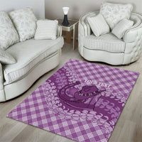 Poni Hawaii Cowboy Palaka Motifs Personalised Area Rug Paniolo Festival Puakenikeni Lei