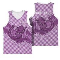 Poni Hawaii Cowboy Palaka Motifs Personalised Basketball Jersey Paniolo Festival Puakenikeni Lei LT14 - Polynesian Pride