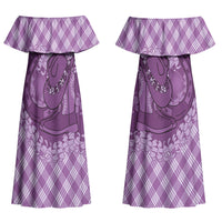 Poni Hawaii Cowboy Palaka Motifs Personalised Couples Matching Off Shoulder Maxi Dress and Hawaiian Shirt Paniolo Festival Puakenikeni Lei LT14 - Polynesian Pride