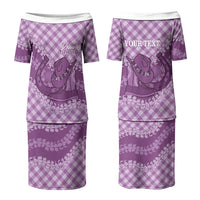 Poni Hawaii Cowboy Palaka Motifs Personalised Couples Matching Puletasi and Long Sleeve Button Shirt Paniolo Festival Puakenikeni Lei LT14 - Polynesian Pride