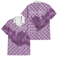 Poni Hawaii Cowboy Palaka Motifs Personalised Family Matching Puletasi and Hawaiian Shirt Paniolo Festival Puakenikeni Lei LT14 Dad's Shirt - Short Sleeve Purple - Polynesian Pride