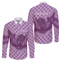 Poni Hawaii Cowboy Palaka Motifs Personalised Family Matching Summer Maxi Dress and Hawaiian Shirt Paniolo Festival Puakenikeni Lei LT14 Dad's Shirt - Long Sleeve Purple - Polynesian Pride