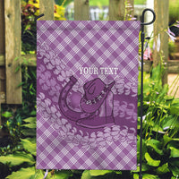 Poni Hawaii Cowboy Palaka Motifs Personalised Garden Flag Paniolo Festival Puakenikeni Lei LT14 Garden Flag Purple - Polynesian Pride