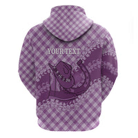 Poni Hawaii Cowboy Palaka Motifs Personalised Hoodie Paniolo Festival Puakenikeni Lei LT14 - Polynesian Pride