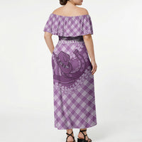 Poni Hawaii Cowboy Palaka Motifs Personalised Off Shoulder Maxi Dress Paniolo Festival Puakenikeni Lei LT14 - Polynesian Pride