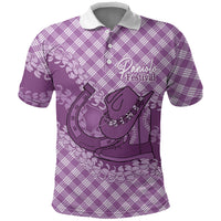 Poni Hawaii Cowboy Palaka Motifs Personalised Polo Shirt Paniolo Festival Puakenikeni Lei LT14 Purple - Polynesian Pride