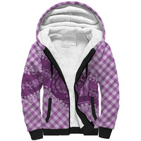 Poni Hawaii Cowboy Palaka Motifs Personalised Sherpa Hoodie Paniolo Festival Puakenikeni Lei LT14 Unisex Purple - Polynesian Pride