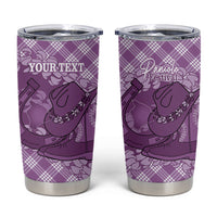 Poni Hawaii Cowboy Palaka Motifs Personalised Tumbler Cup Paniolo Festival Puakenikeni Lei LT14 Purple - Polynesian Pride