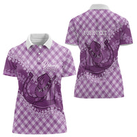 Poni Hawaii Cowboy Palaka Motifs Personalised Women Polo Shirt Paniolo Festival Puakenikeni Lei LT14 - Polynesian Pride