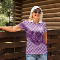 Poni Hawaii Cowboy Palaka Motifs Personalised Women Polo Shirt Paniolo Festival Puakenikeni Lei LT14 - Polynesian Pride