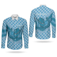 Polu Hawaii Cowboy Palaka Motifs Personalised Couples Matching Off Shoulder Short Dress and Long Sleeve Button Shirt Paniolo Festival Puakenikeni Lei LT14 - Polynesian Pride