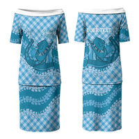 Polu Hawaii Cowboy Palaka Motifs Personalised Couples Matching Puletasi and Long Sleeve Button Shirt Paniolo Festival Puakenikeni Lei LT14 - Polynesian Pride