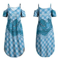 Polu Hawaii Cowboy Palaka Motifs Personalised Couples Matching Summer Maxi Dress and Long Sleeve Button Shirt Paniolo Festival Puakenikeni Lei LT14 - Polynesian Pride