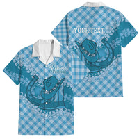 Polu Hawaii Cowboy Palaka Motifs Personalised Family Matching Mermaid Dress and Hawaiian Shirt Paniolo Festival Puakenikeni Lei LT14 Dad's Shirt - Short Sleeve Blue - Polynesian Pride