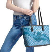 Polu Hawaii Cowboy Palaka Motifs Personalised Leather Tote Bag Paniolo Festival Puakenikeni Lei LT14 - Polynesian Pride