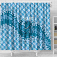Polu Hawaii Cowboy Palaka Motifs Personalised Shower Curtain Paniolo Festival Puakenikeni Lei LT14 - Polynesian Pride