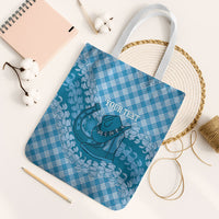 Polu Hawaii Cowboy Palaka Motifs Personalised Tote Bag Paniolo Festival Puakenikeni Lei LT14 White Strap One Size Blue - Polynesian Pride