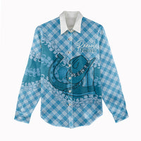 Polu Hawaii Cowboy Palaka Motifs Personalised Women Casual Shirt Paniolo Festival Puakenikeni Lei LT14 - Polynesian Pride