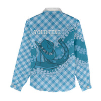 Polu Hawaii Cowboy Palaka Motifs Personalised Women Casual Shirt Paniolo Festival Puakenikeni Lei LT14 - Polynesian Pride