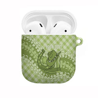 Omaomao Hawaii Cowboy Palaka Motifs Personalised AirPods Case Paniolo Festival Puakenikeni Lei LT14 Green - Polynesian Pride