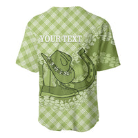 Omaomao Hawaii Cowboy Palaka Motifs Personalised Baseball Jersey Paniolo Festival Puakenikeni Lei