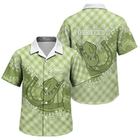 Omaomao Hawaii Cowboy Palaka Motifs Personalised Family Matching Puletasi and Hawaiian Shirt Paniolo Festival Puakenikeni Lei LT14 Son's Shirt Green - Polynesian Pride