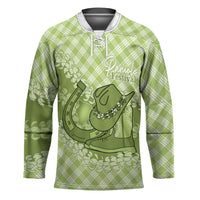 Omaomao Hawaii Cowboy Palaka Motifs Personalised Hockey Jersey Paniolo Festival Puakenikeni Lei LT14 Unisex Green - Polynesian Pride