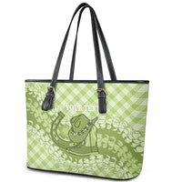 Omaomao Hawaii Cowboy Palaka Motifs Personalised Leather Tote Bag Paniolo Festival Puakenikeni Lei LT14 - Polynesian Pride