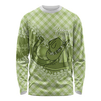 Omaomao Hawaii Cowboy Palaka Motifs Personalised Long Sleeve Shirt Paniolo Festival Puakenikeni Lei LT14 Unisex Green - Polynesian Pride