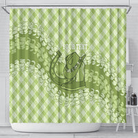 Omaomao Hawaii Cowboy Palaka Motifs Personalised Shower Curtain Paniolo Festival Puakenikeni Lei LT14 - Polynesian Pride