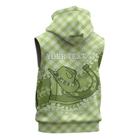 Omaomao Hawaii Cowboy Palaka Motifs Personalised Sleeveless Zip Hoodie Paniolo Festival Puakenikeni Lei LT14 - Polynesian Pride