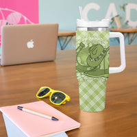 Omaomao Hawaii Cowboy Palaka Motifs Personalised Tumbler With Handle Paniolo Festival Puakenikeni Lei LT14 - Polynesian Pride