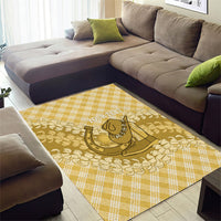 Melemele Hawaii Cowboy Palaka Motifs Personalised Area Rug Paniolo Festival Puakenikeni Lei