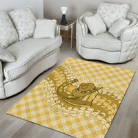 Melemele Hawaii Cowboy Palaka Motifs Personalised Area Rug Paniolo Festival Puakenikeni Lei