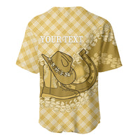 Melemele Hawaii Cowboy Palaka Motifs Personalised Baseball Jersey Paniolo Festival Puakenikeni Lei