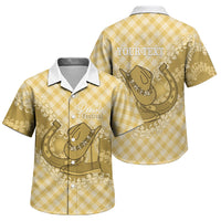 Melemele Hawaii Cowboy Palaka Motifs Personalised Family Matching Off The Shoulder Long Sleeve Dress and Hawaiian Shirt Paniolo Festival Puakenikeni Lei LT14 Son's Shirt Yellow - Polynesian Pride
