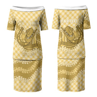 Melemele Hawaii Cowboy Palaka Motifs Personalised Family Matching Puletasi and Hawaiian Shirt Paniolo Festival Puakenikeni Lei LT14 Mom's Dress Yellow - Polynesian Pride