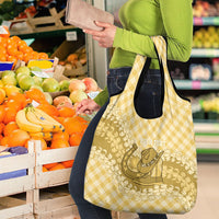 Melemele Hawaii Cowboy Palaka Motifs Personalised Grocery Bag Paniolo Festival Puakenikeni Lei LT14 - Polynesian Pride