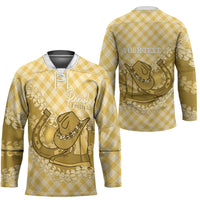 Melemele Hawaii Cowboy Palaka Motifs Personalised Hockey Jersey Paniolo Festival Puakenikeni Lei LT14 - Polynesian Pride