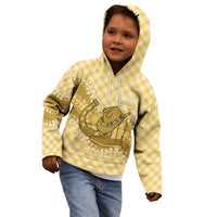 Melemele Hawaii Cowboy Palaka Motifs Personalised Kid Hoodie Paniolo Festival Puakenikeni Lei LT14 - Polynesian Pride