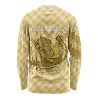 Melemele Hawaii Cowboy Palaka Motifs Personalised Long Sleeve Shirt Paniolo Festival Puakenikeni Lei LT14 - Polynesian Pride