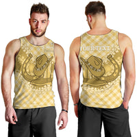 Melemele Hawaii Cowboy Palaka Motifs Personalised Men Tank Top Paniolo Festival Puakenikeni Lei LT14 - Polynesian Pride