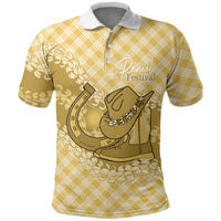 Melemele Hawaii Cowboy Palaka Motifs Personalised Polo Shirt Paniolo Festival Puakenikeni Lei LT14 Yellow - Polynesian Pride