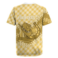 Melemele Hawaii Cowboy Palaka Motifs Personalised Rugby Jersey Paniolo Festival Puakenikeni Lei LT14 - Polynesian Pride