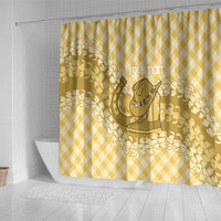Melemele Hawaii Cowboy Palaka Motifs Personalised Shower Curtain Paniolo Festival Puakenikeni Lei LT14 - Polynesian Pride